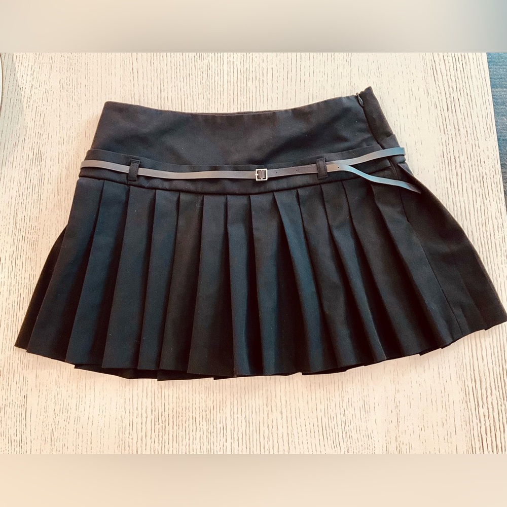 Zara Black Pleated Mini Skirt w/ Belt – Size XS – Preppy Y2K Style